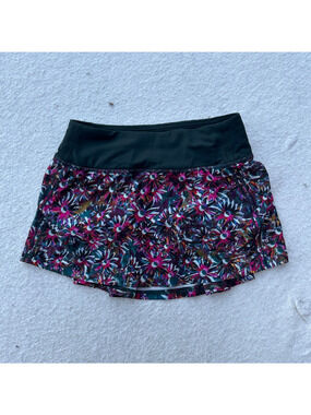 Lululemon Pace Rival Mid-Rise Skirt Tall Floral Electric Rainforest Green Size 0